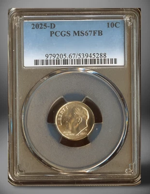 2025-D Roosevelt Dime PCGS MS67 FB  💥 Displayed AS IS - Image 1 of 2