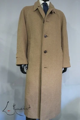 Oxxford Clothes "ASTOR" Hounds tooth tweed camel hair lambs wool Topcoat 46 R - Image 1 of 4