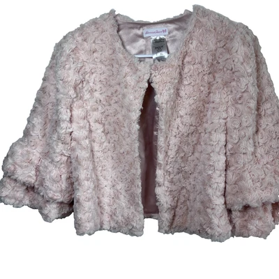 Bonnie Jean Girls Size XL PINK FAUX FUR  Bolero Shrug Sweater Jacket Puffy NWT - Image 1 of 4
