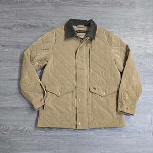 Macks Prairie Wings Quilted Velvet Jacket Khaki Tan Full Zip Corduroy Mens Large - Picture 1 of 21