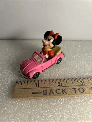 Vintage Disney Minnie Mouse in Diecast Pink Voltswagen Bug. # PD-6, 1:64 Scale. - Image 1 of 4
