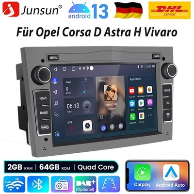 Für Opel Corsa D Astra H Vivaro Android13 Carplay Autoradio GPS NAV 64G KAM DAB+ - Bild 1 von 4
