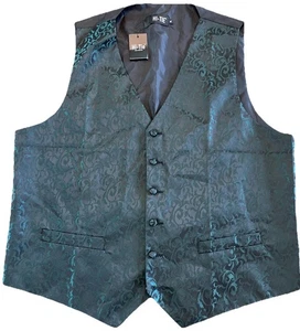 Hi-Tie Formal Vest Green And Black Paisley Men’s Size XL NWT Goth - Picture 1 of 13
