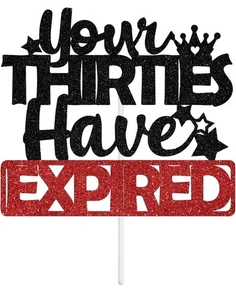 Your Thirties Have Expired Cake Topper, R.I.P. Decoración de pasteles años treinta, saludos a 40 - Imagen 1 de 7