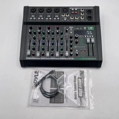 Pyle 8-Channel Audio Mixer Bluetooth DJ Controller USB Interface XLR Inputs - Image 1 of 4