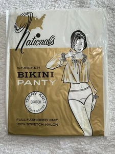 Vintage Nationals Stretch Nylon Terry Crotch Brief Panty M Average White NIP - Picture 1 of 5