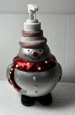 New Christmas Holiday Soap/Lotion dispense Snowman silver with glitter - Image 1 of 4