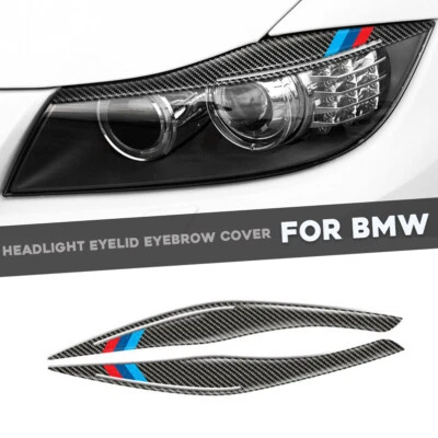 Cubierta de cejas de párpados de faros de fibra de carbono para BMW E90 E91 328i 335i 2006-2012  Foto 1 de 4
