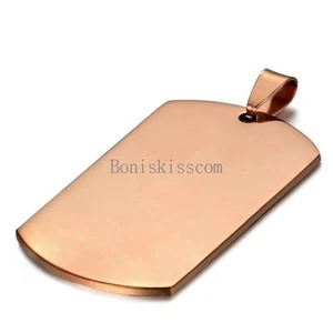 Rose Gold Tone Stainless Steel Military Dog Tag Pendant Necklace Mens Gifts - Picture 1 of 3