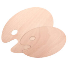  2 Pcs Wood Wooden Palette Paint Pan Oval Shaped Color Palettes