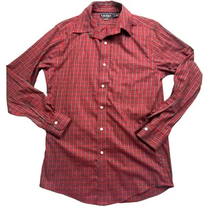 Camicia a quadri Lauren Ralph Lauren da uomo con bottoni sul davanti - rosso/nero - taglia 34/35-GUC - Foto 1 di 5