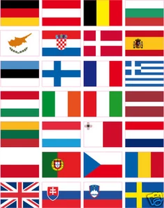 28 stickers pays europeens autocollant vinyle 35x25 mm dont 1 drapeau Chypre - Imagen 1 de 3