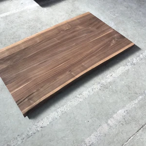 Waschtisch Tischplatte Platte Nussbaum Lackiert Massiv Holz Baumkante Leimholz - Bild 1 von 12