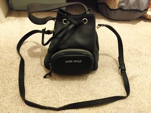Jack Wills Small Black Drawstring Bag. Top Handle & Crossbody Handle. - Picture 1 of 4
