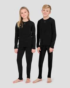 Kids' TERRAMAR Thermafleece Thermal Baselayer 2-Piece Set - BLACK #W9493 - Picture 1 of 6