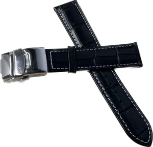 Uhrenarmband Schwarz 20 mm Bandanstoß mit Faltschließe  Armband 6000200002 - Bild 1 von 2