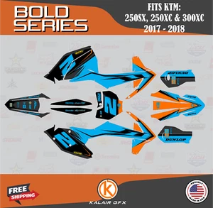 Graphics Kit for KTM 250XC 300XC 250SX (2017-2018) Bold Series - Orange Cyan - Picture 1 of 6