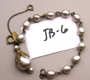 Vintage Miriam Haskell Baroque Faux Pearl 7" FOB Dangle Bracelet (JB-6) - Picture 1 of 9