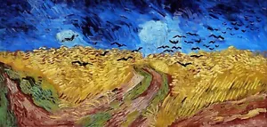 Campo di grano con corvi dipinto di Vincent van Gogh riproduzione - Foto 1 di 3
