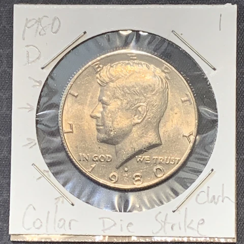 1980 D Kennedy Collar Die Clash Error, Circulated Coin, **Free Shipping** Cover