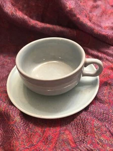 Vintage Russell Wright Steubenville Modern Robin Egg BlueGray Cup/Saucer - Picture 1 of 8