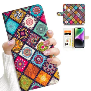 ( For iPhone XR ) Wallet Flip Case Cover AJ26210 Abstract Pattern - Photo 1 sur 6