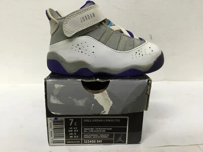 Jordan Niñas 6 Anillos (TD) Niño Zapatilla #323400 041 Talla 7c Gris/Blanco "2008" Foto 1 de 4
