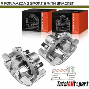 2Pcs Front Side Disc Brake Caliper w/ Bracket for Mazda 3 5 3 Sport 2008-2015 - Picture 1 of 8