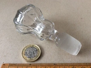 L9. ANTIKER EINFACHER HOHLGEBLASENER GLAS KLAR KARAFFE STOPFEN - Bild 1 von 6