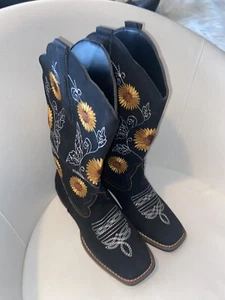 Stivali donna Glory Interest punta quadrata western taglia 40 euro ricamati NUOVI - Foto 1 di 10