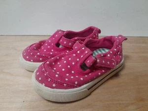 Toddler Girl Garanimals Shoes Size 4 Pink Mary Jane Polka Dot Canvas Sneakers - Picture 1 of 7