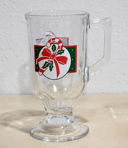Home Interior Christmas Glass Mug Eggnog, Irish Coffee, Cocoa Candy Cane Cup VTG - Picture 1 of 6
