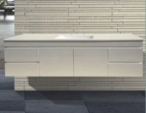 Luca | 1800mm Gloss White Wall Hung Single Bowl Vanity - Picture 1 of 2