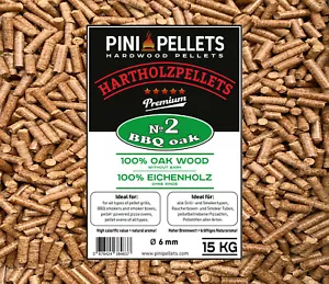 PINI Grillpellets №2 BBQ Eiche 15Kg Hartholzpellets zum Grillen Räuchern Smoken - Bild 1 von 5