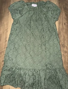 Bonnie Jean - Girls Size 6 -Green Eyelet Peasant Dress - Picture 1 of 4