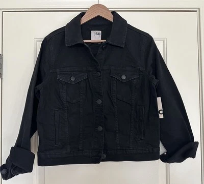 SO Juniors Cotton Essential Denim Jacket Button Down Front Black NEW Tag M - Image 1 of 4