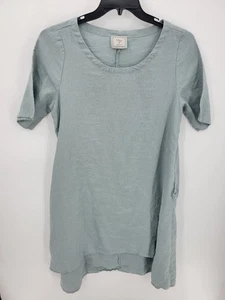 Vestido Chalet et Ceci para mujer azul lino funda asimétrico dobladillo bolsillos Lagenlook - Imagen 1 de 6