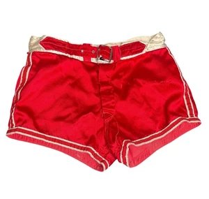 Vtg 1960’s Red Football Shorts Belt Men’s Sz 34 31” Waist Track Gym Wear As Is - Picture 1 of 9
