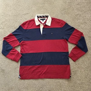 Tommy Hilfiger Rugby Shirt Herren L gestreift langarm marine rot weiß - Bild 1 von 21