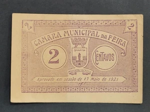 PORTUGAL EMERGENCY PAPER MONEY CAMARA MUNICIPAL DA FEIRA 2 CENTAVOS 1921 Notgeld - Picture 1 of 4