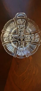Indiana Glass Killarney Cross Single Handle Relish Dessert Plate Clear - Picture 1 of 7