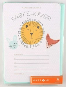 10ct Gartner Studios Mari Mi Baby Animals Neutral Baby Shower Invitation Cards  - Picture 1 of 2