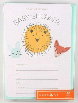Tarjetas de invitación neutrales para baby shower de 10 quilates Gartner Studios Mari Mi Baby Animals  Foto 1 de 2
