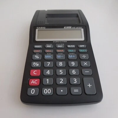 Machine à calculer électrique euro taxe HR-8TEC CASIO COMPUTER Tokyo JAPAN N5458 - Photo 1/4