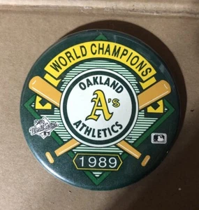 Vintage MLB 1989 Oakland Athletics  World Champions WinCraft Button 3-1/4 in. - Picture 1 of 2