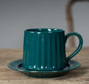 Nordic Ceramic Tea Cup Saucer Set Drinkware Coffee Mug 350ml Espresso Milk Gift - Picture 1 of 15