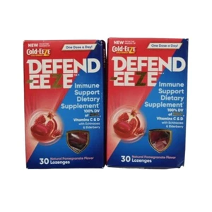 2 Defend Eeze Immune Support Dietary Supplement 30 Pomegranate Lozenges Zinc - Picture 1 of 5