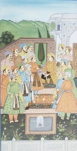 WOW! Original Mughal Indian Sikh Hindu Traditional Folk Art Painting on Silk #1 - Picture 1 of 6