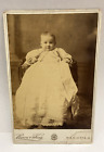Vintage Cabinet Card by Baron King Marietta Ohio Portrait of Baby in White Dress