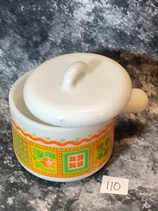 Vintage Milk Glass Avon Retro Patchwork Soup Bowl with Lid Candle Holder - Picture 1 of 5